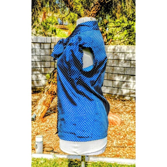 Vintage JCPenny Women's Med Polka Dot Ribbon Accent V-Neck Button-Up EUC - Picture 3 of 5